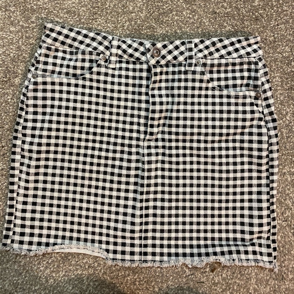 Checkered jean skirt